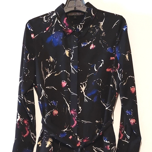 Reitman's Willow & Thread Women's Button-Down Tie Front Blouse Dress EUC Size 8 - Picture 3 of 13